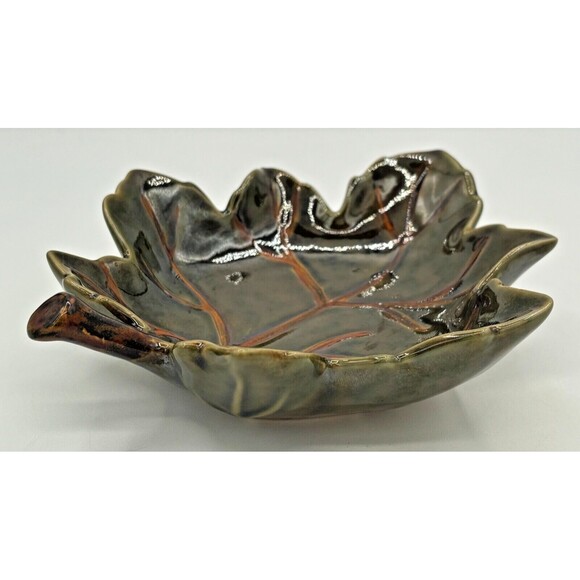 Pottery Barn Harvest Leaf Ceramic Glazed Serving Plate Tray Autumn Fall Decor - Picture 3 of 16